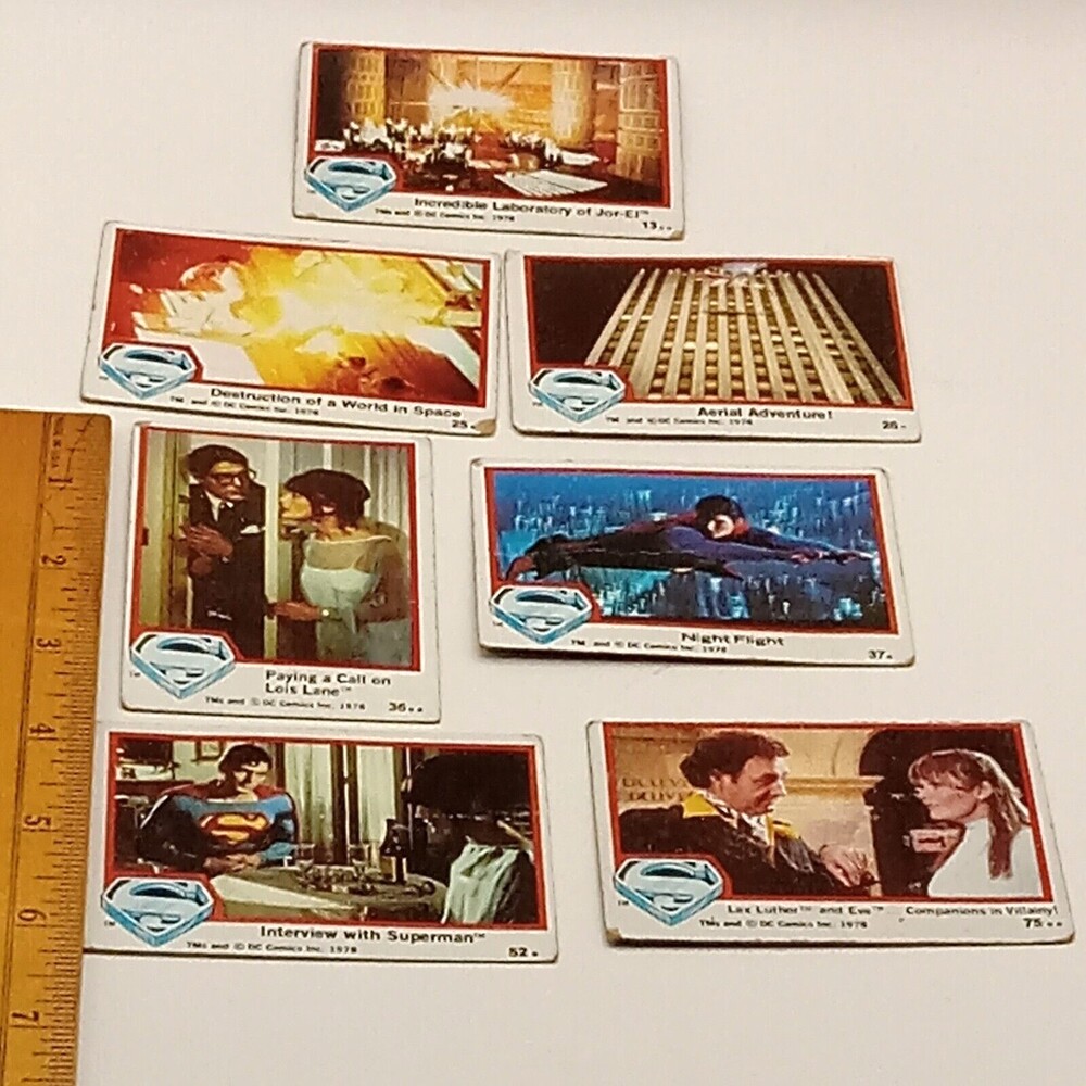 SUPERMAN the Move Trading CARDS 1978 DC Comic 7 pc Chris Reeve Kidder Hackman